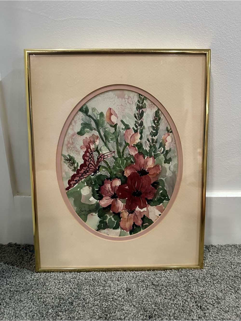 Floral Watercolor Wall Art in Pink and Green - Framed Home Accent